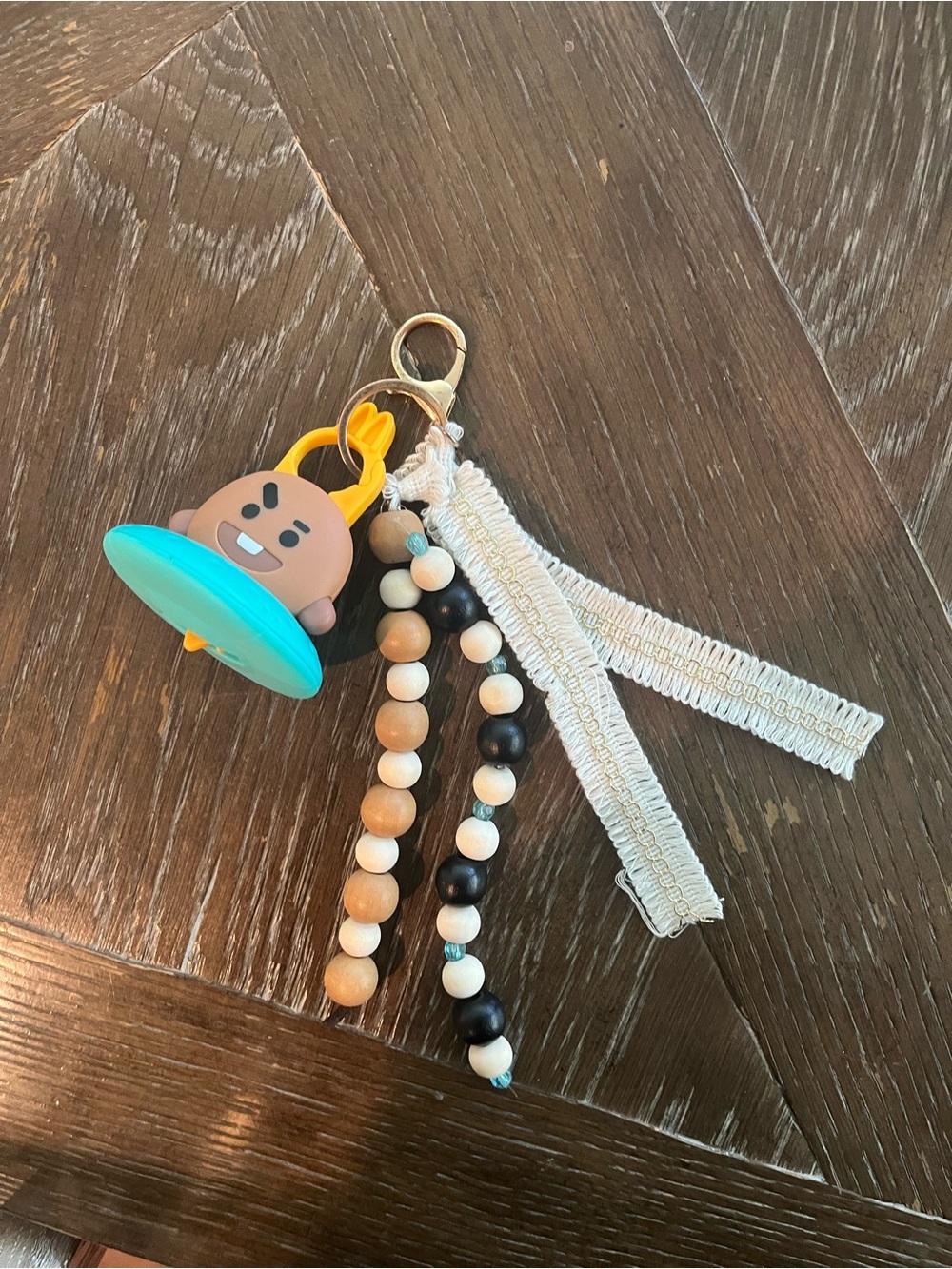 Shookie Neutral Bead and Character key chain - Turquoise